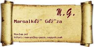 Marsalkó Géza névjegykártya
