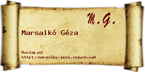Marsalkó Géza névjegykártya